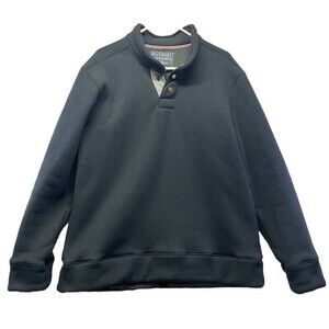 MAXXSEL Sweater Mens M Heavy Duty Fleece Lined 1/4 Snap Gray Pullover Outdoors